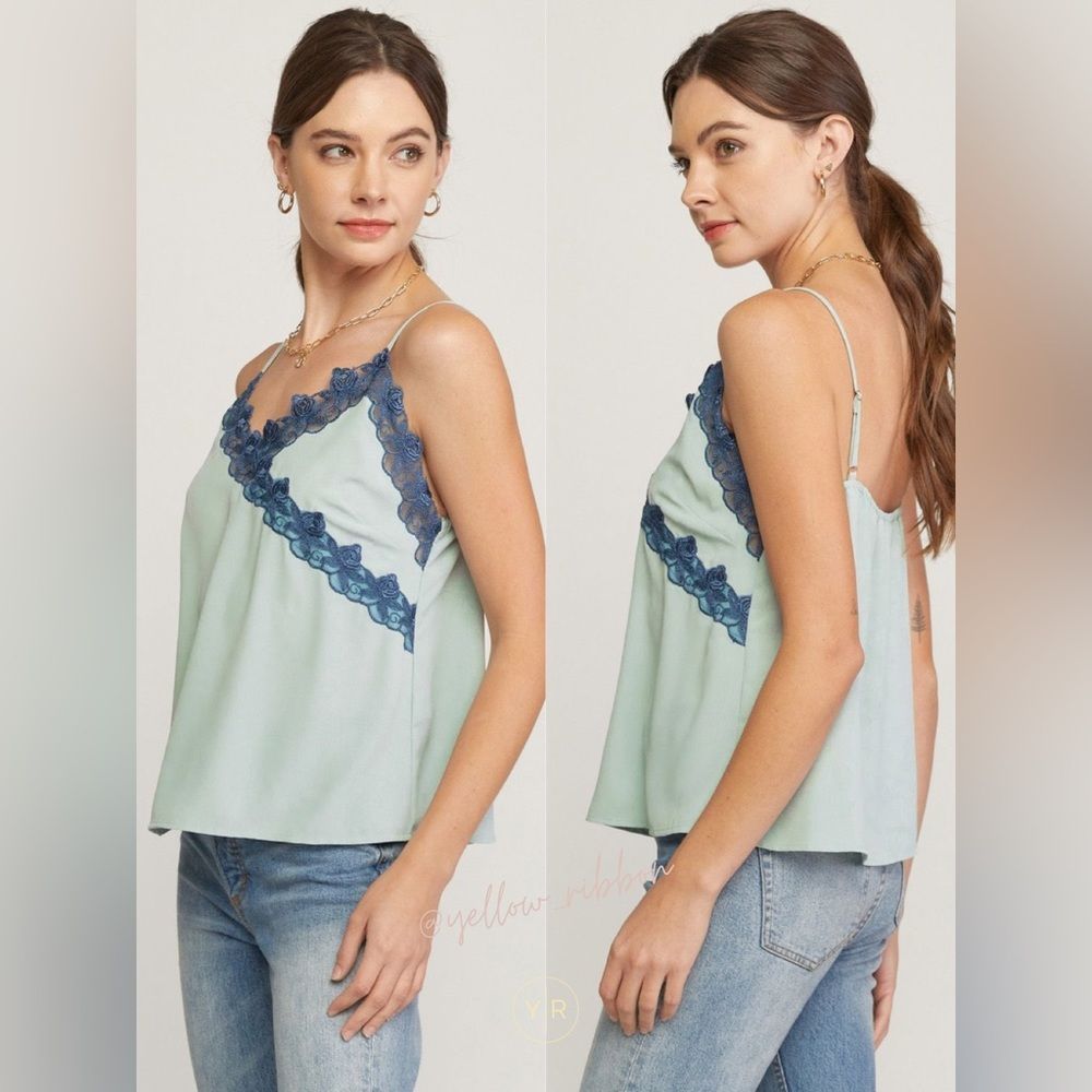 NEW Lace Trim Cami Sleeveless Top - Picture 2 of 5
